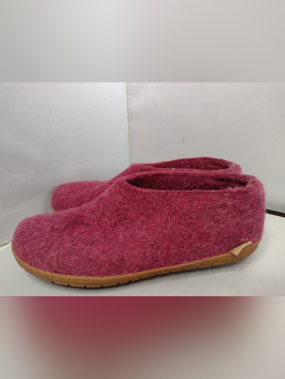 Glerups Felt Wool Slippers Women  EUR 40 Pink House Shoes Rubber Bottom R